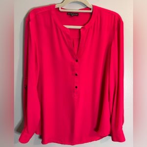 ADRIANNA PAPELL hot pink long sleeve Blouse SZ/Med